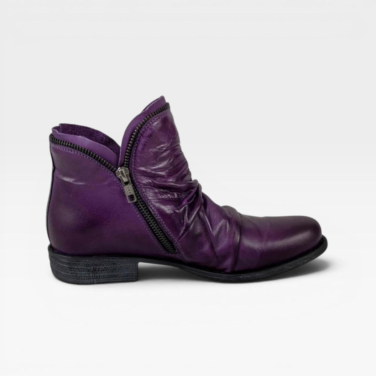 Women's Leather Ankle Boots with Side Zip