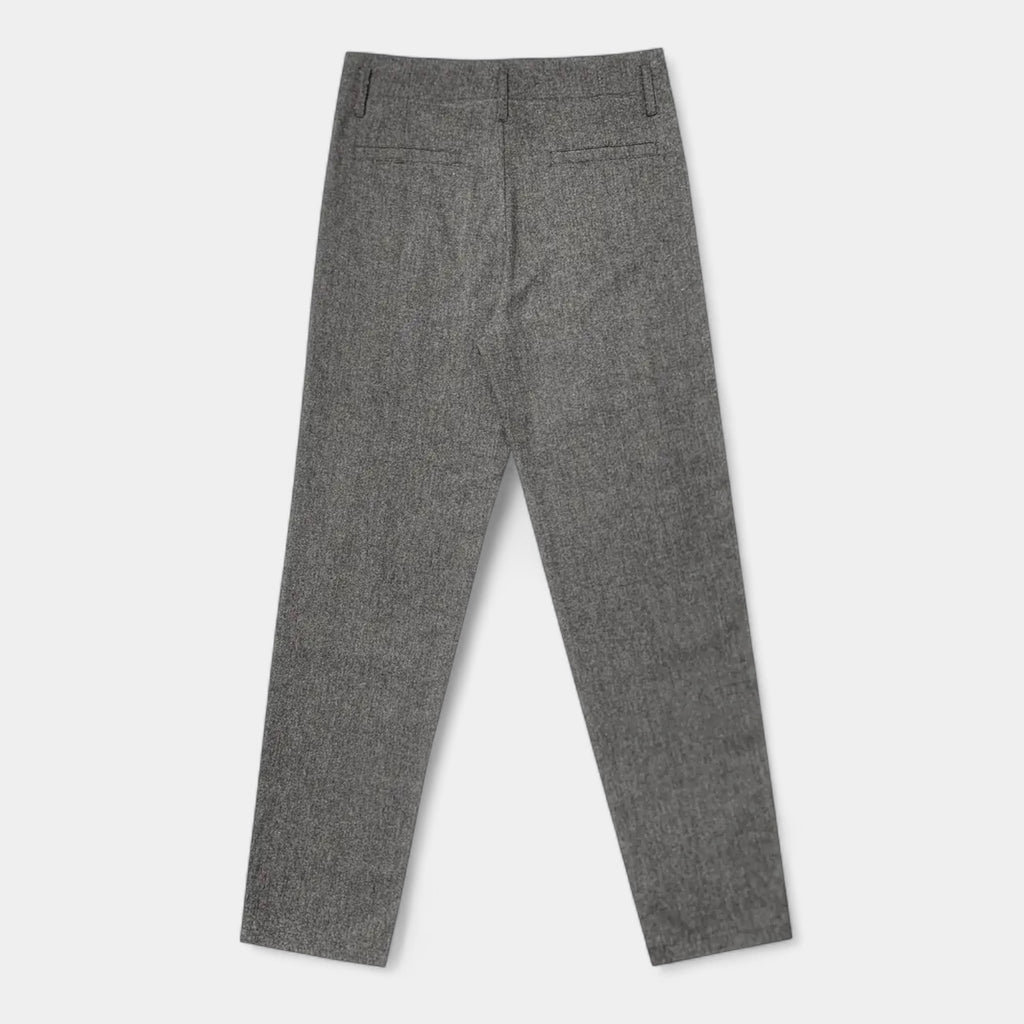 Wool-Blend Pleated Trousers Relaxed Straight Fit for Men