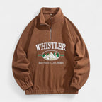 Fleece Half-Zip Pullover Embroidered Relaxed Fit for Men