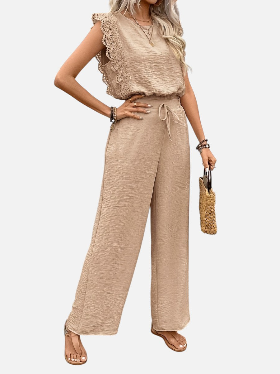 Women's Two-Piece Set with Wide Leg Trousers