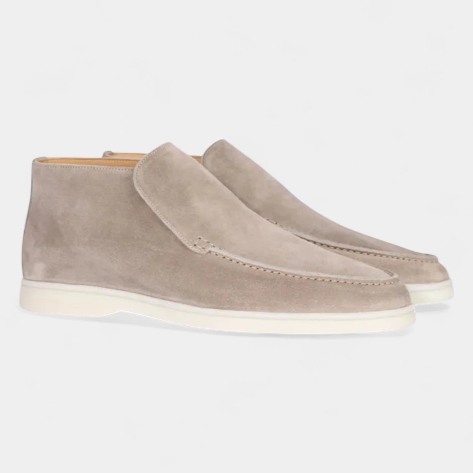 Suede High-Top Loafers Slip-On Rubber Sole for Men