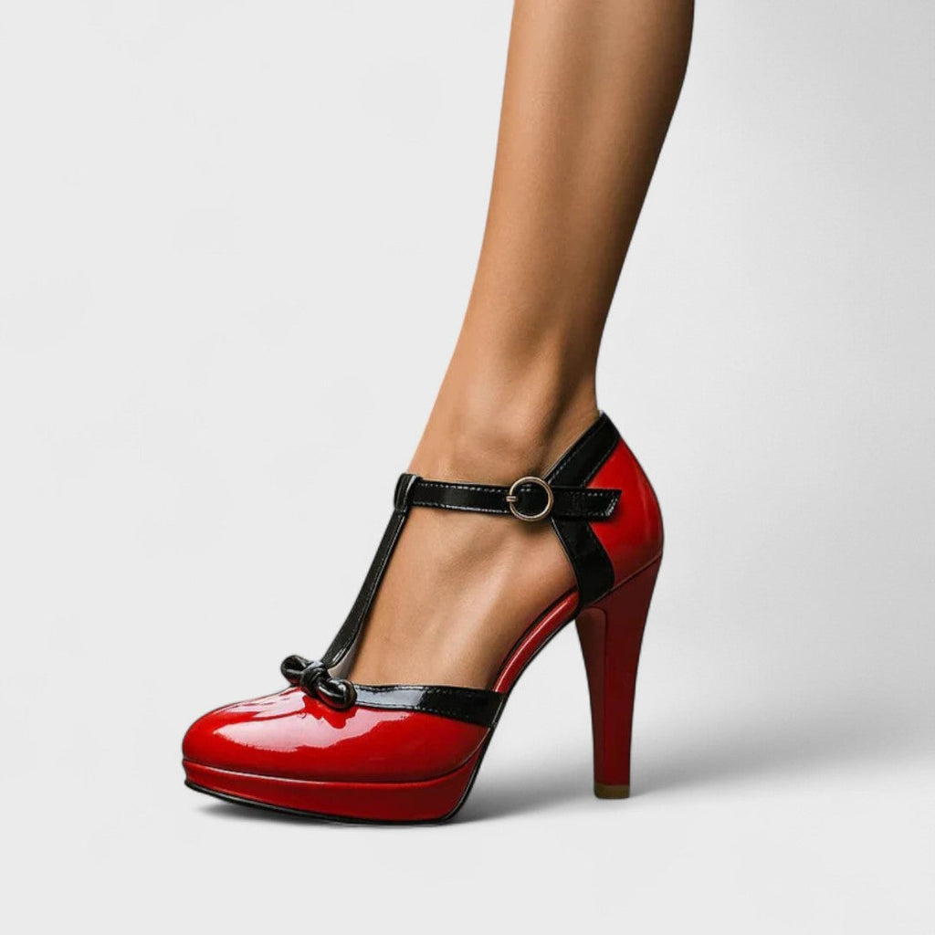 Women's Platform Dress Heels with Bow Strap