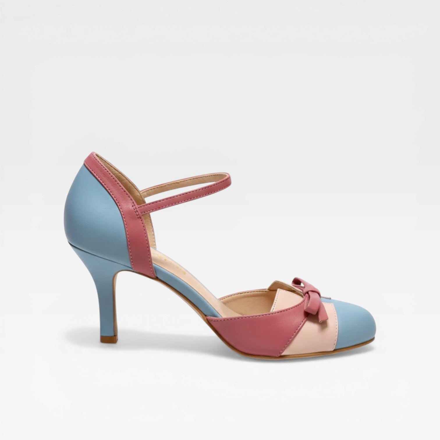 Women's Two-Tone Kitten Heel Mary Jane Pumps