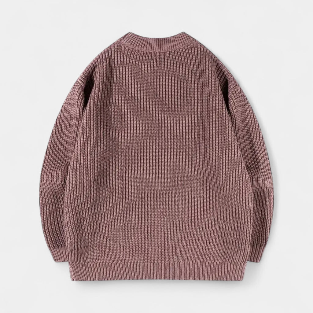Crew Neck Ribbed Knit Sweater Regular Fit for Men