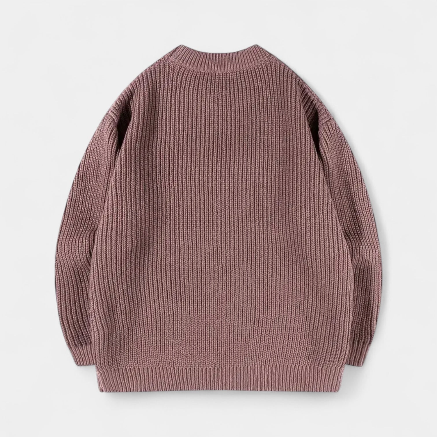 Crew Neck Ribbed Knit Sweater Regular Fit for Men