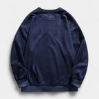 Washed Crewneck Sweater Relaxed Fit Ribbed for Men