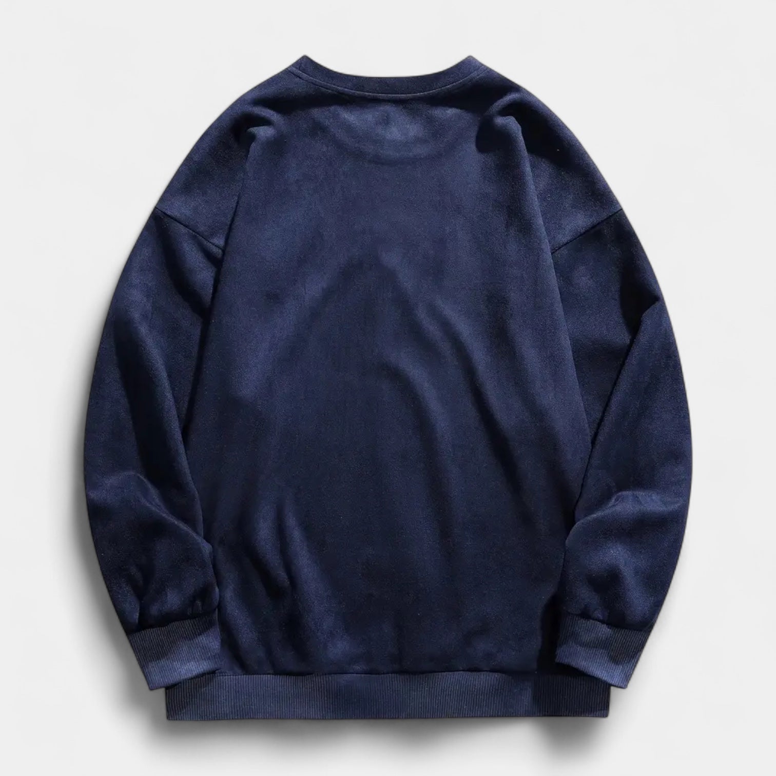 Washed Crewneck Sweater Relaxed Fit Ribbed for Men