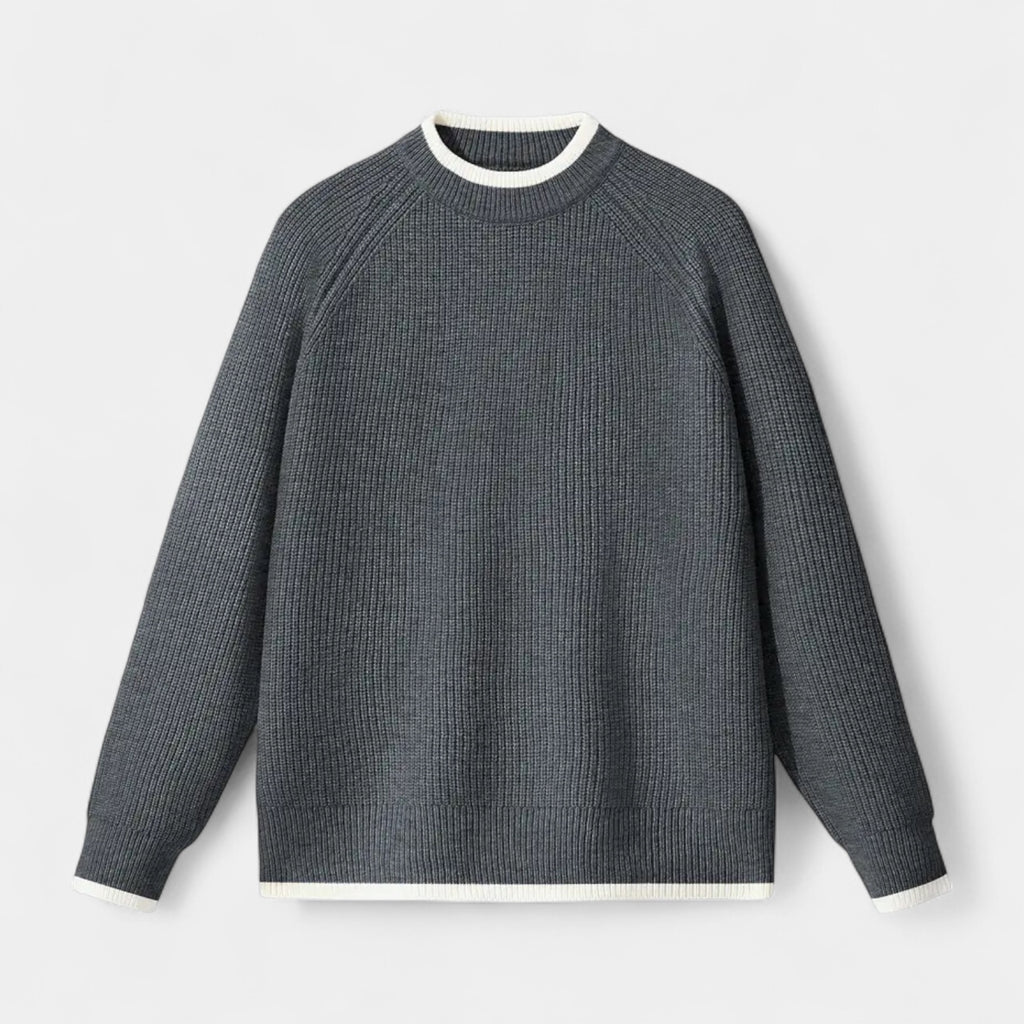 Mock Neck Ribbed Knit Sweater Regular Fit for Men
