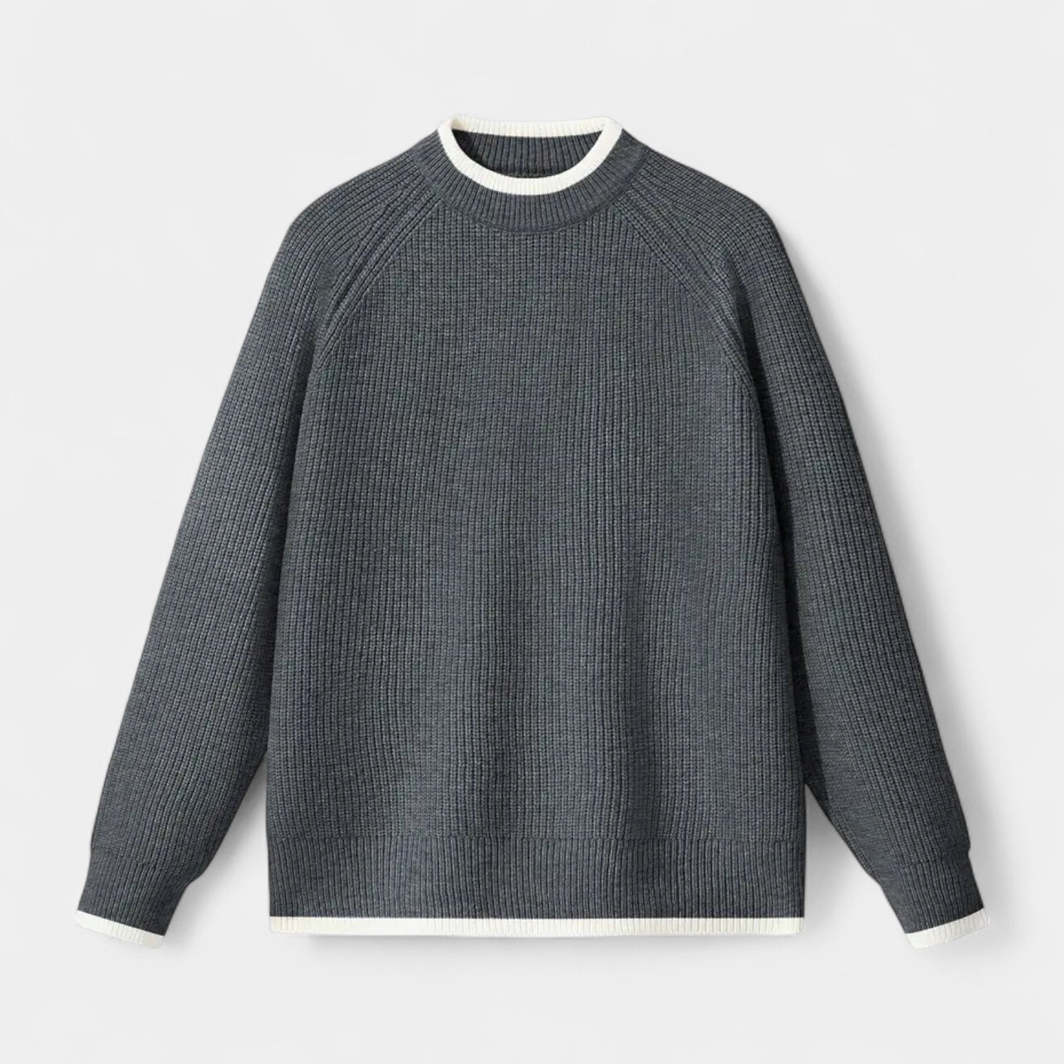 Mock Neck Ribbed Knit Sweater Regular Fit for Men