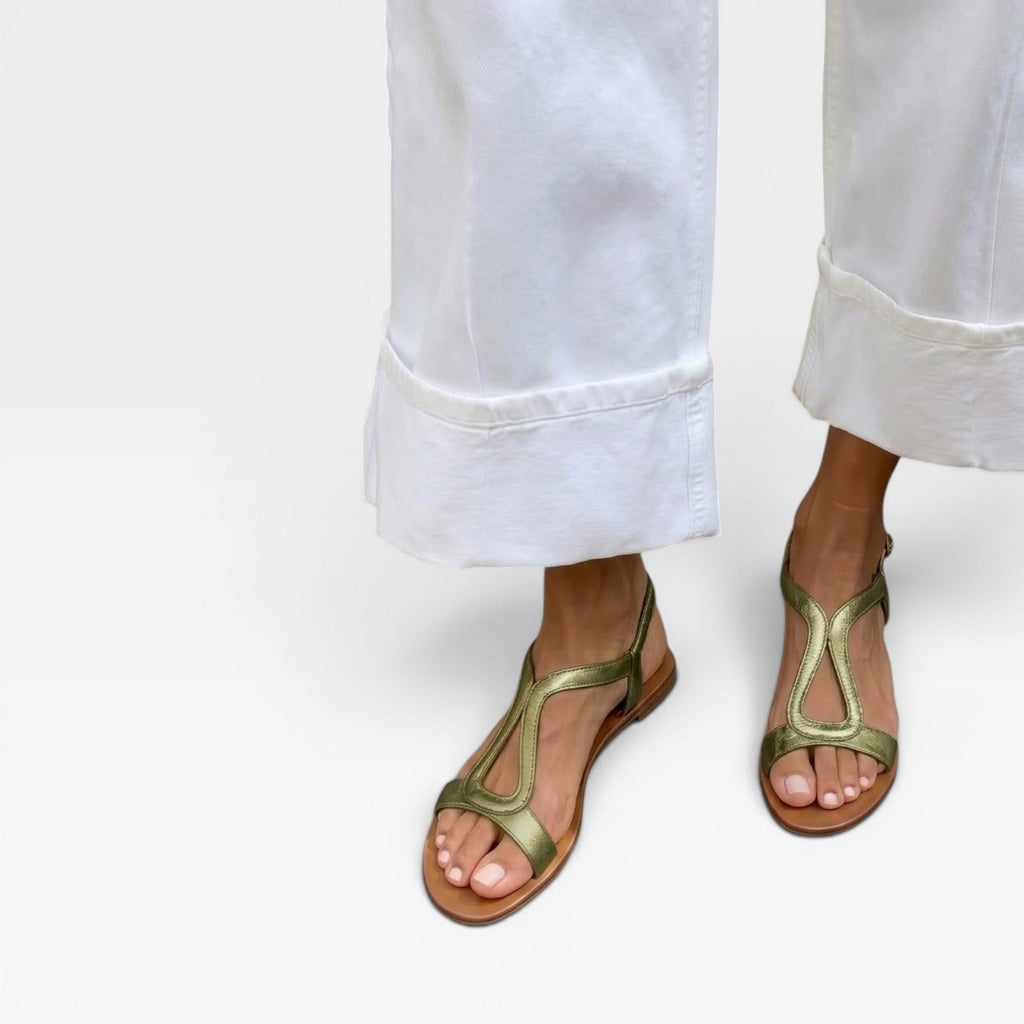 Women's Metallic Leather Sculptural-Strap Flats