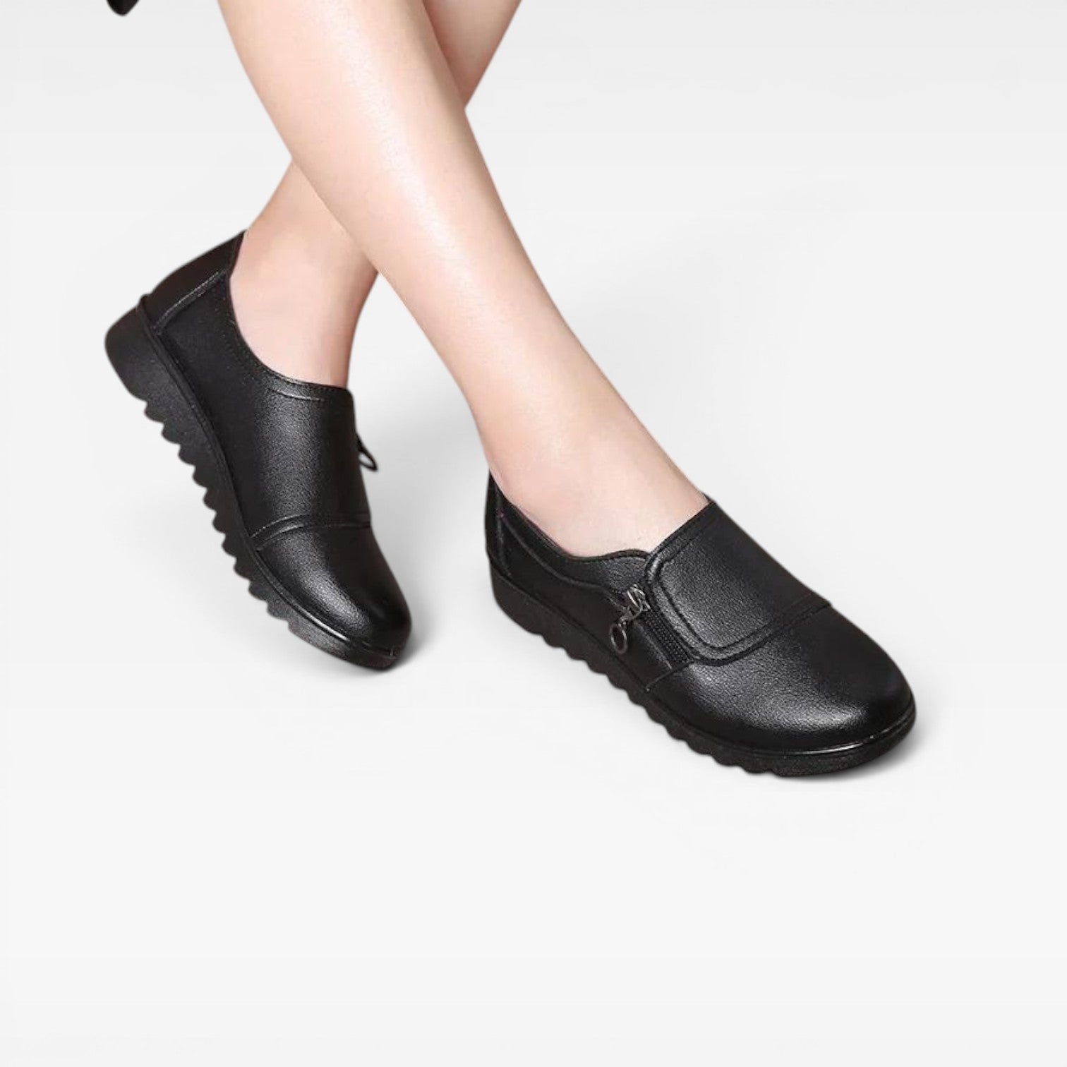 Women's Leather Loafers with Zip Detail