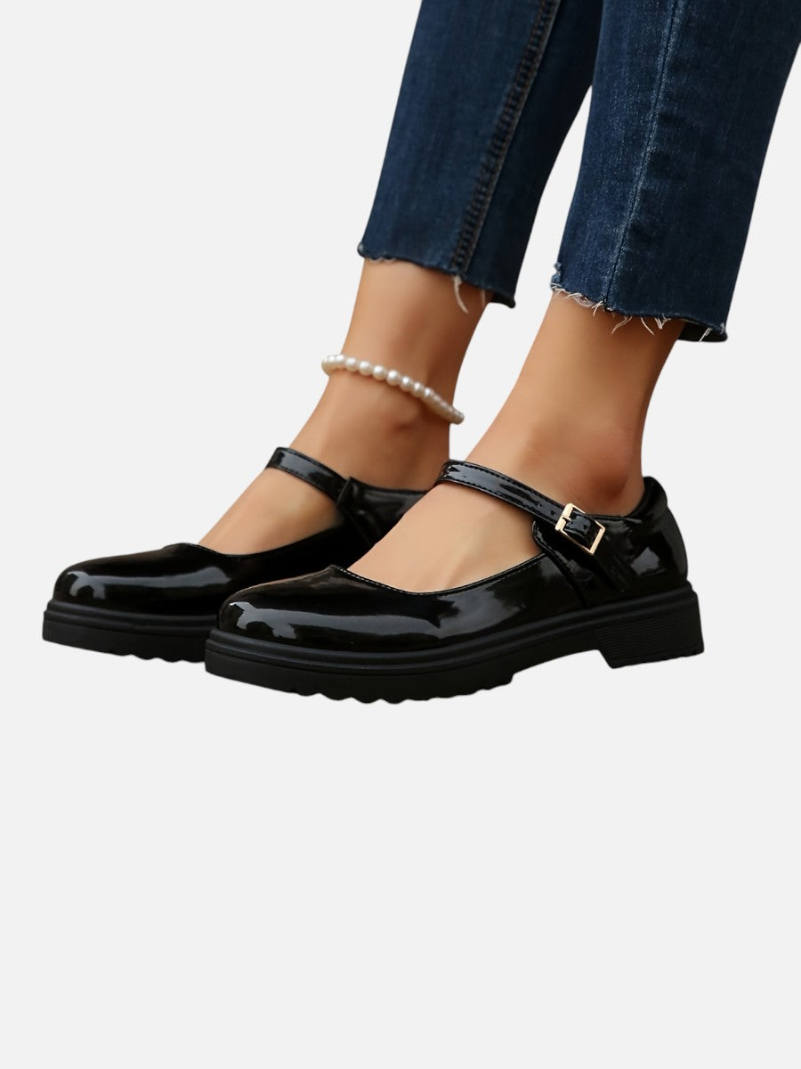 Women's Glossy Mary Jane Loafers for Everyday Comfort