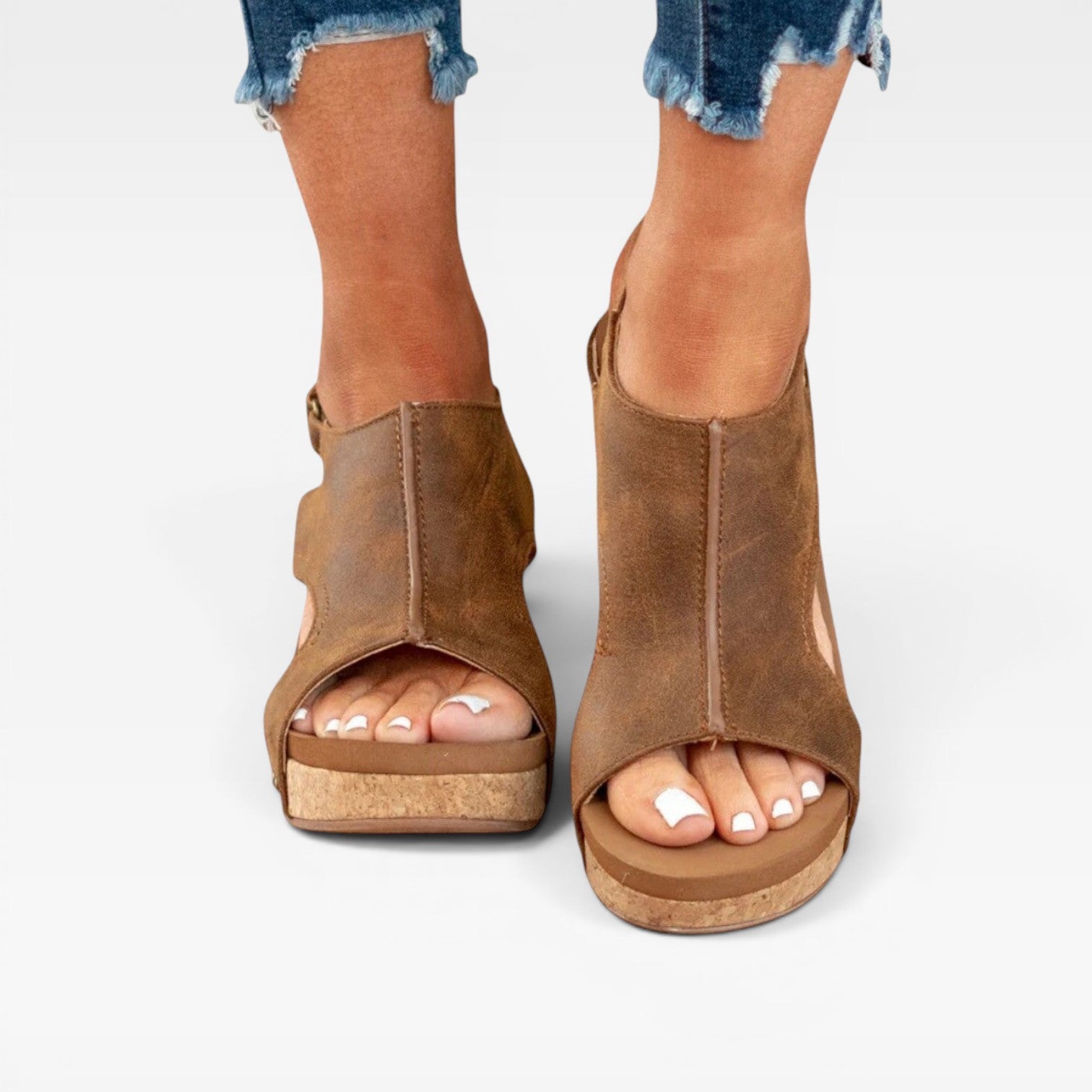 Women's Cork Wedge Platform Sandals