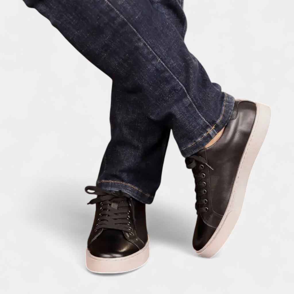 Low-Top Leather Sneakers Lace-Up Cushioned for Men