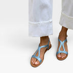 Women's Metallic Leather Sculptural-Strap Flats