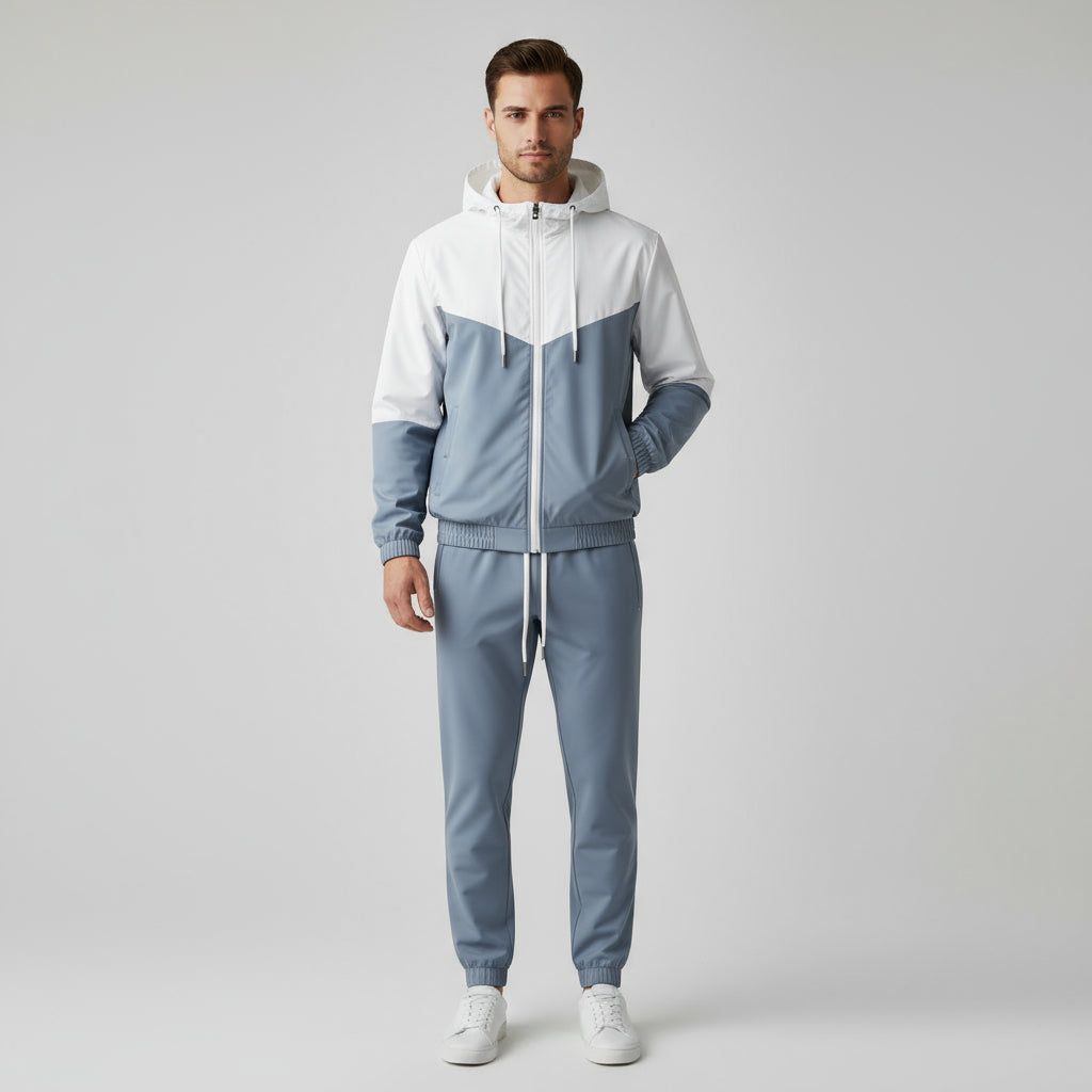 Color Block Windbreaker Tracksuit Set Regular Fit for Men