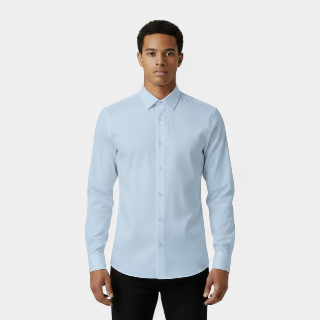 Slim Fit Cotton Blend Button-Down Dress Shirt for Men