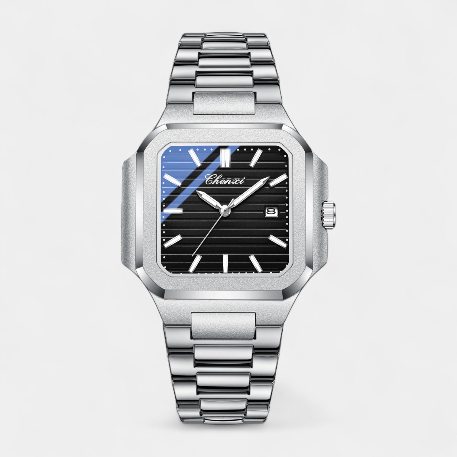 Men’s Square Stainless Steel Quartz Watch