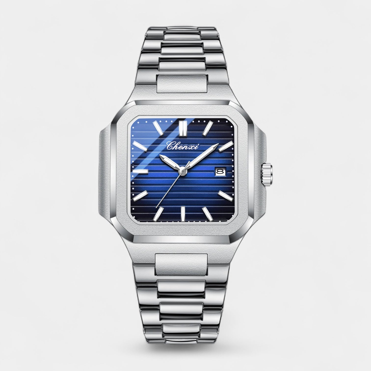 Men’s Square Stainless Steel Quartz Watch
