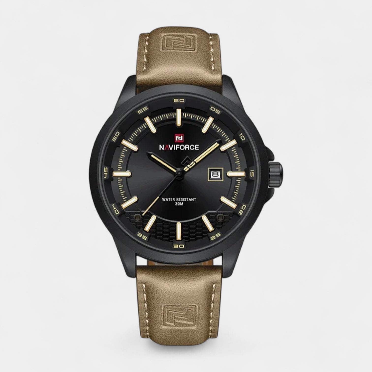 Men's Leather Strap Functional Watch