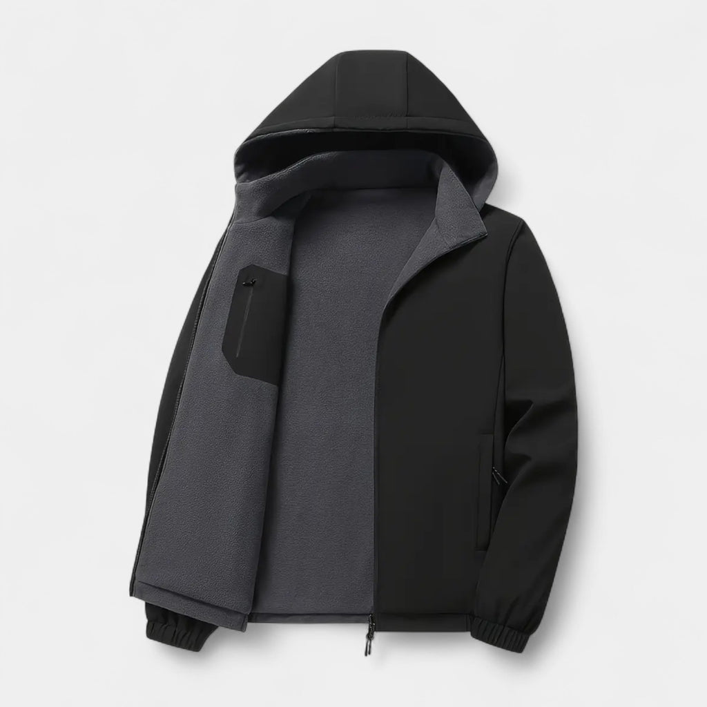 Fleece Lined Hooded Wind Jacket Zip-Up for Men