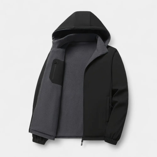 Fleece Lined Hooded Wind Jacket Zip-Up for Men