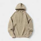 Ribbed Knit Hoodie Relaxed Fit Drawstring for Men