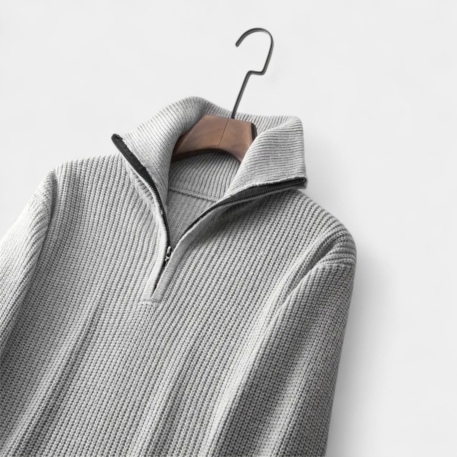 Waffle Knit Half-Zip Sweater Regular Fit for Men