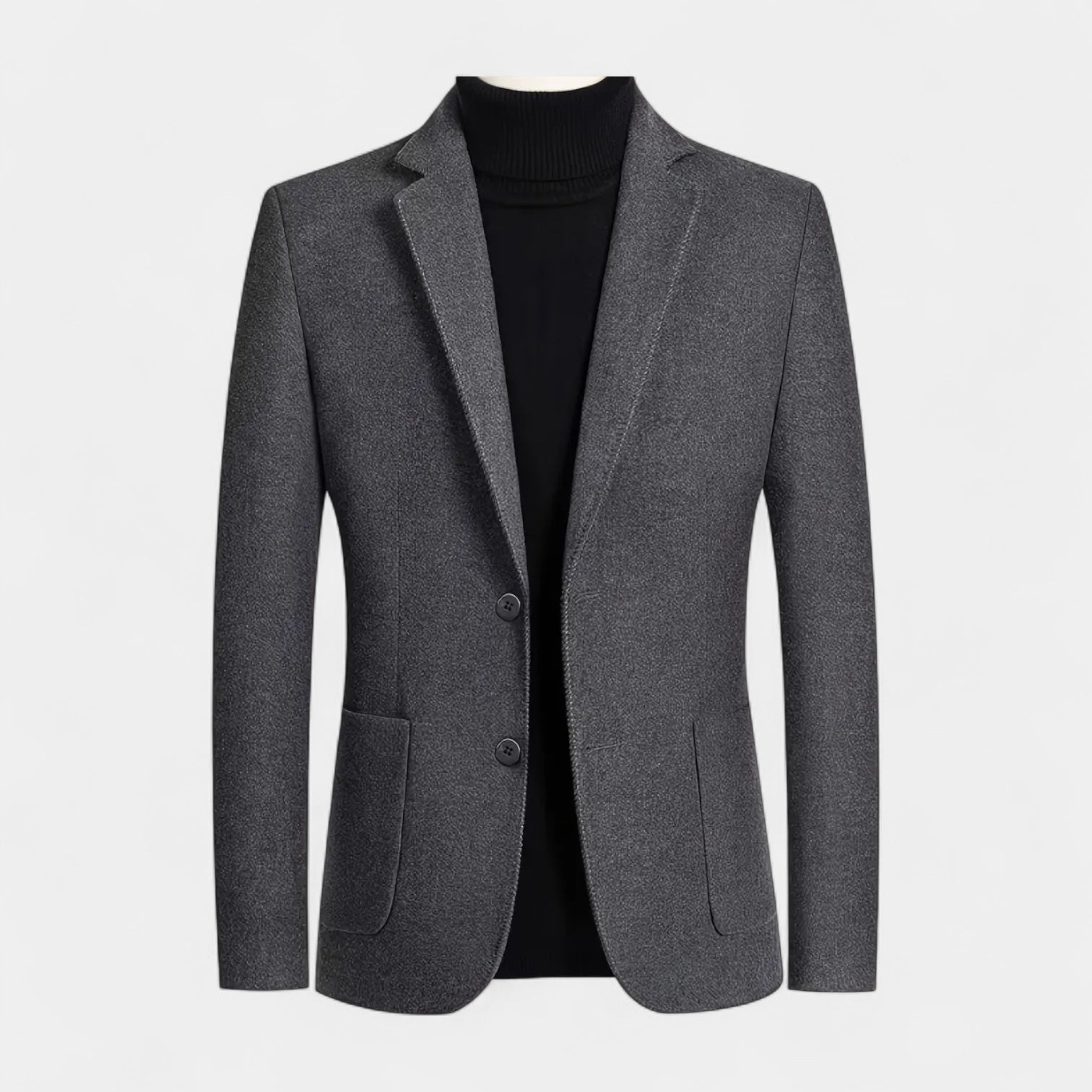 Wool Blend Notch Lapel Blazer Two-Button for Men