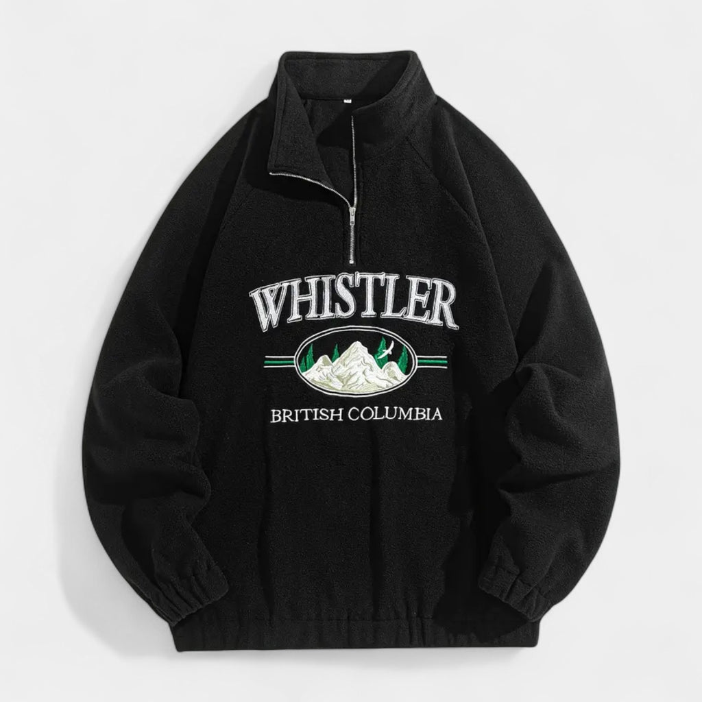 Fleece Half-Zip Pullover Embroidered Relaxed Fit for Men