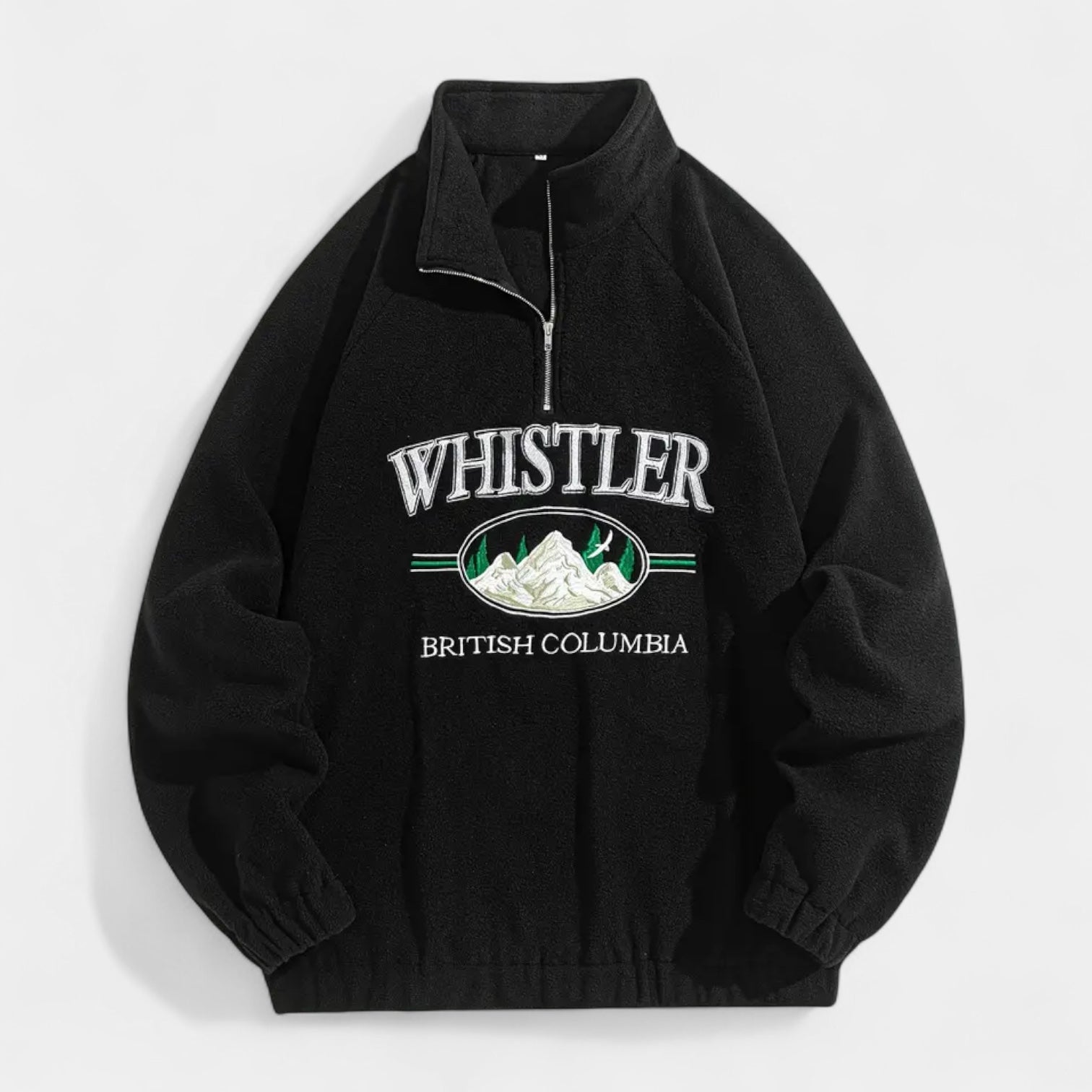 Fleece Half-Zip Pullover Embroidered Relaxed Fit for Men