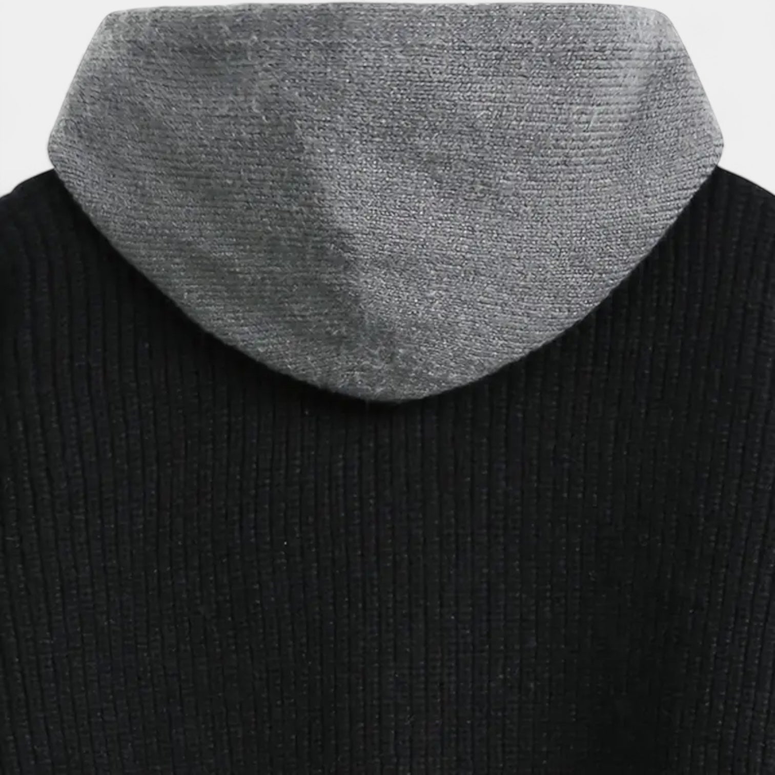 Zip-Up Knit Cardigan Hoodie Ribbed Relaxed Fit for Men