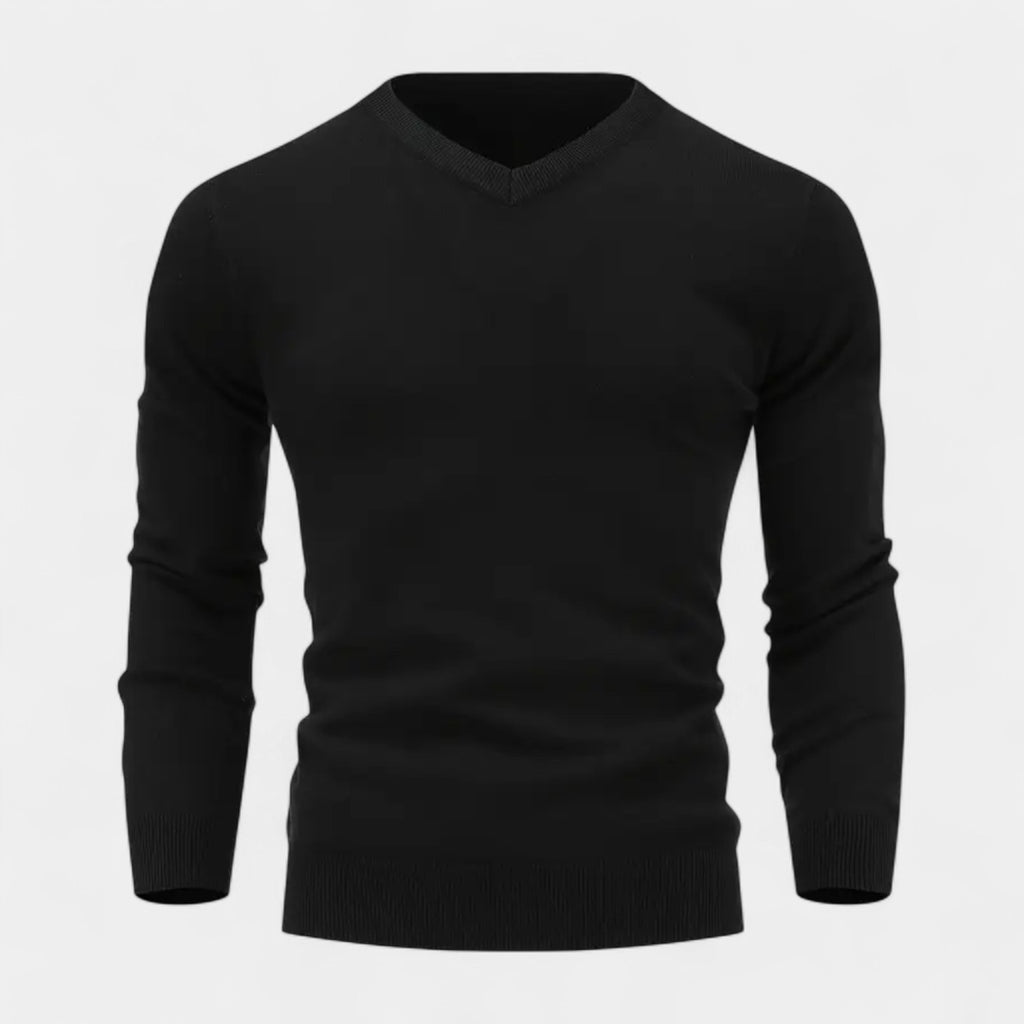 V-Neck Fine-Gauge Knit Sweater Regular Fit for Men