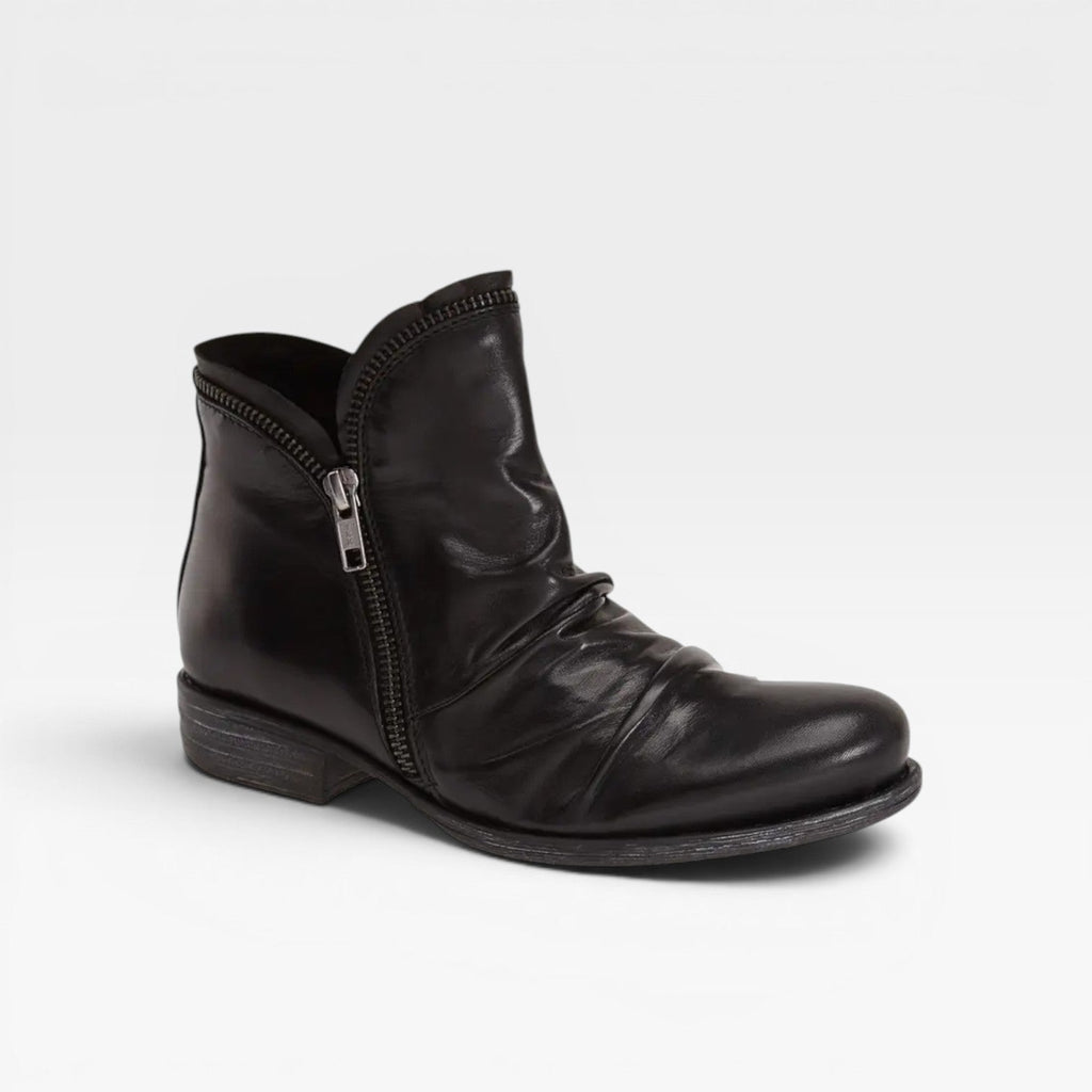 Women's Leather Ankle Boots with Side Zip