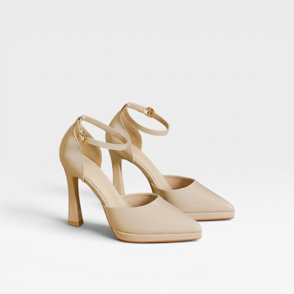 Women's Patent Leather Pointed-Toe Ankle Strap Pumps