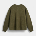Henley Knit Wool Sweater Three-Button Placket for Men