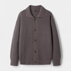 Ribbed Knit Button-Up Cardigan Regular Fit for Men