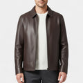 Genuine Leather Jacket Full Zip Regular Fit for Men