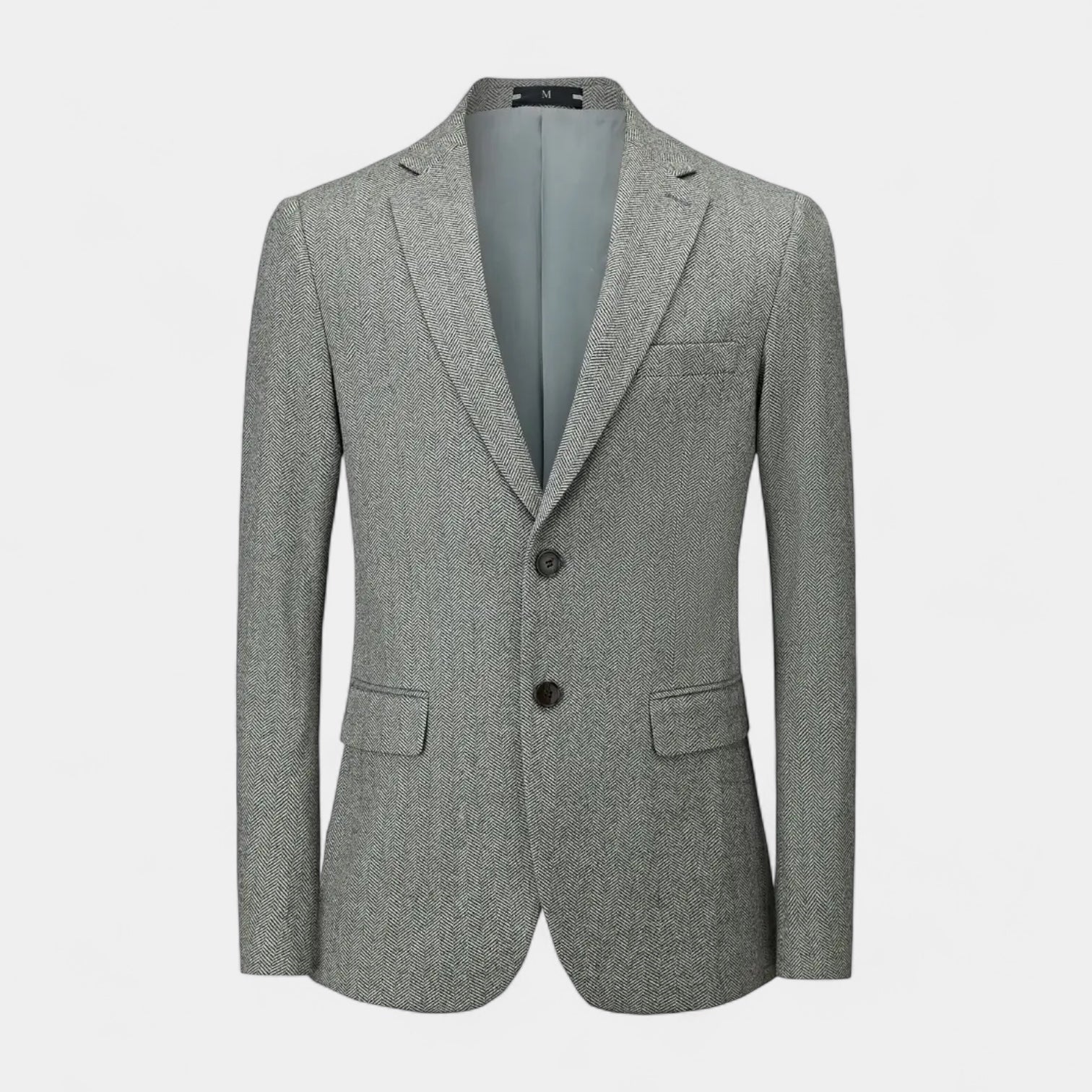 Herringbone Textured Blazer Two-Button Notch Lapel for Men