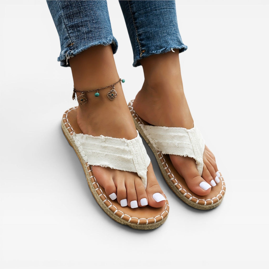 Women's Denim Woven Espadrille Slide Sandals