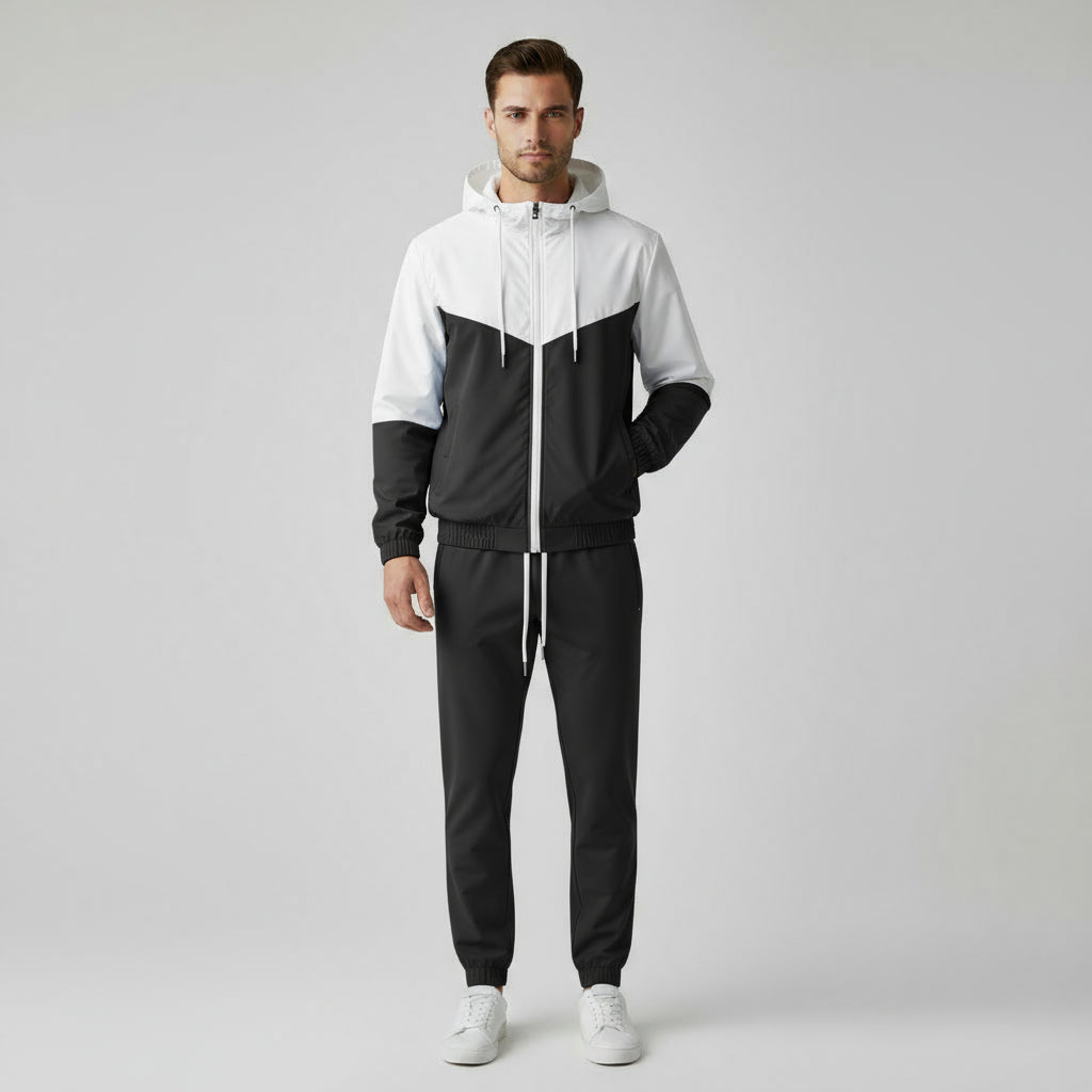 Color Block Windbreaker Tracksuit Set Regular Fit for Men