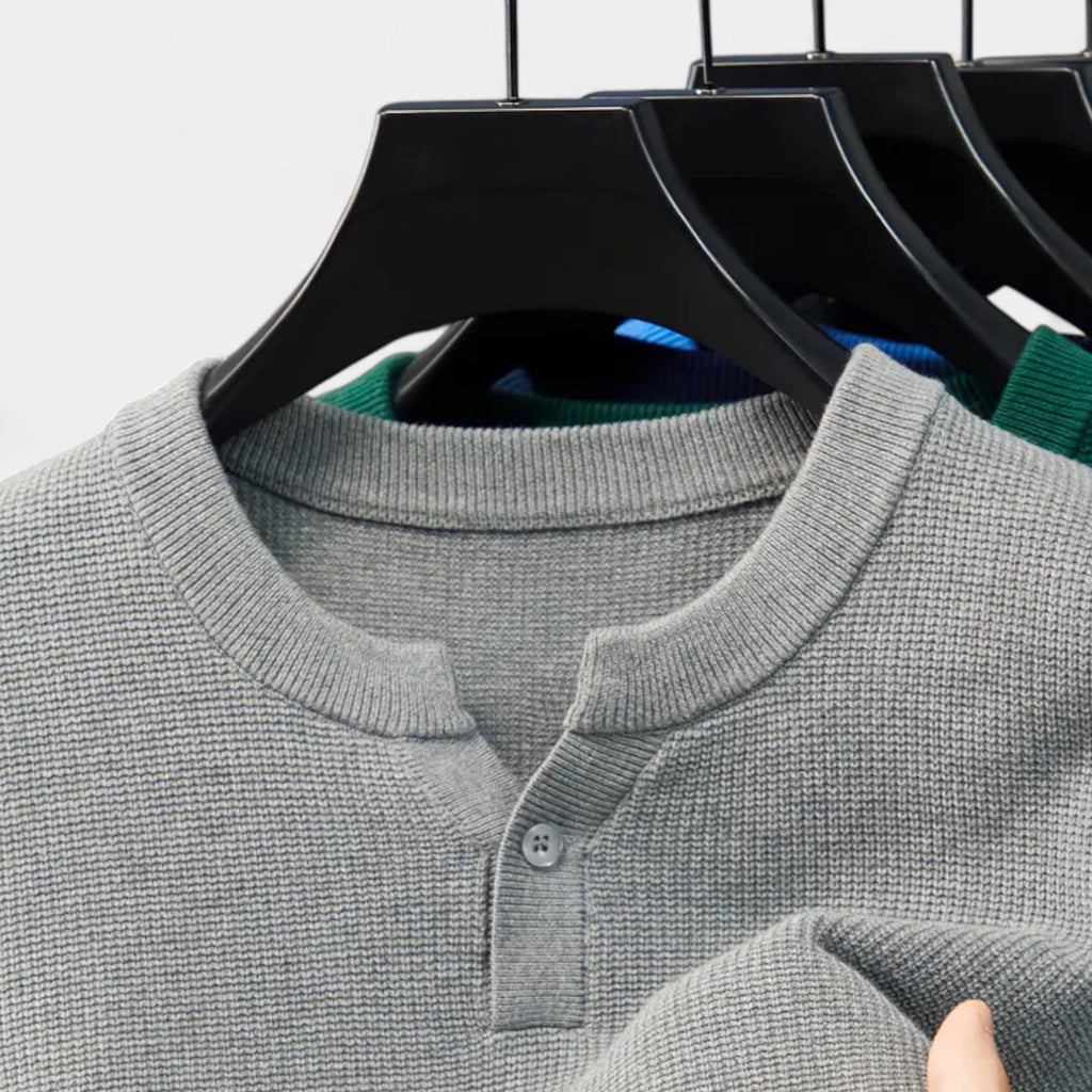 Knit Henley Shirt Long Sleeve Regular Fit for Men