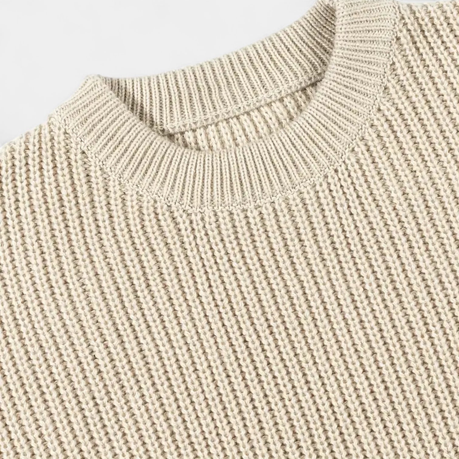 Crew Neck Ribbed Knit Sweater Regular Fit for Men