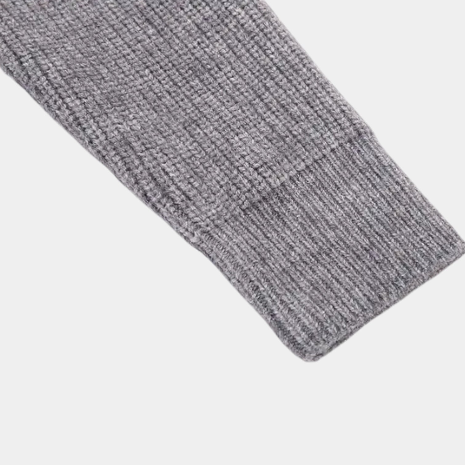 Full-Zip Ribbed Knit Cardigan Stand Collar for Men