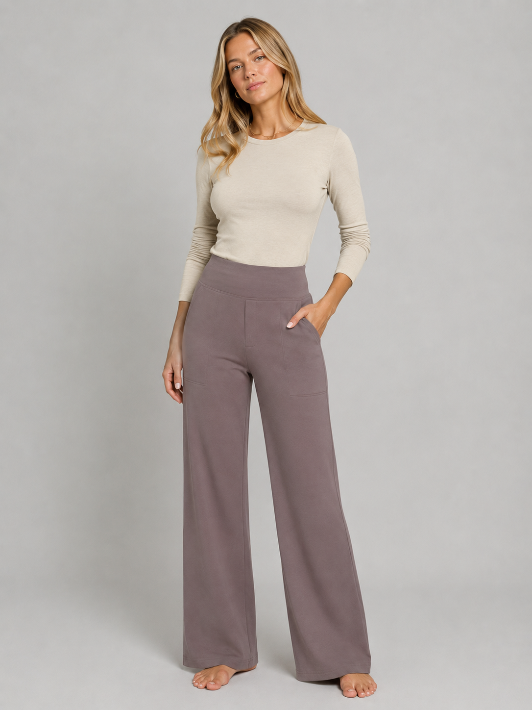 Women's High-Waist Stretch Straight-Leg Trousers for Everyday Comfort