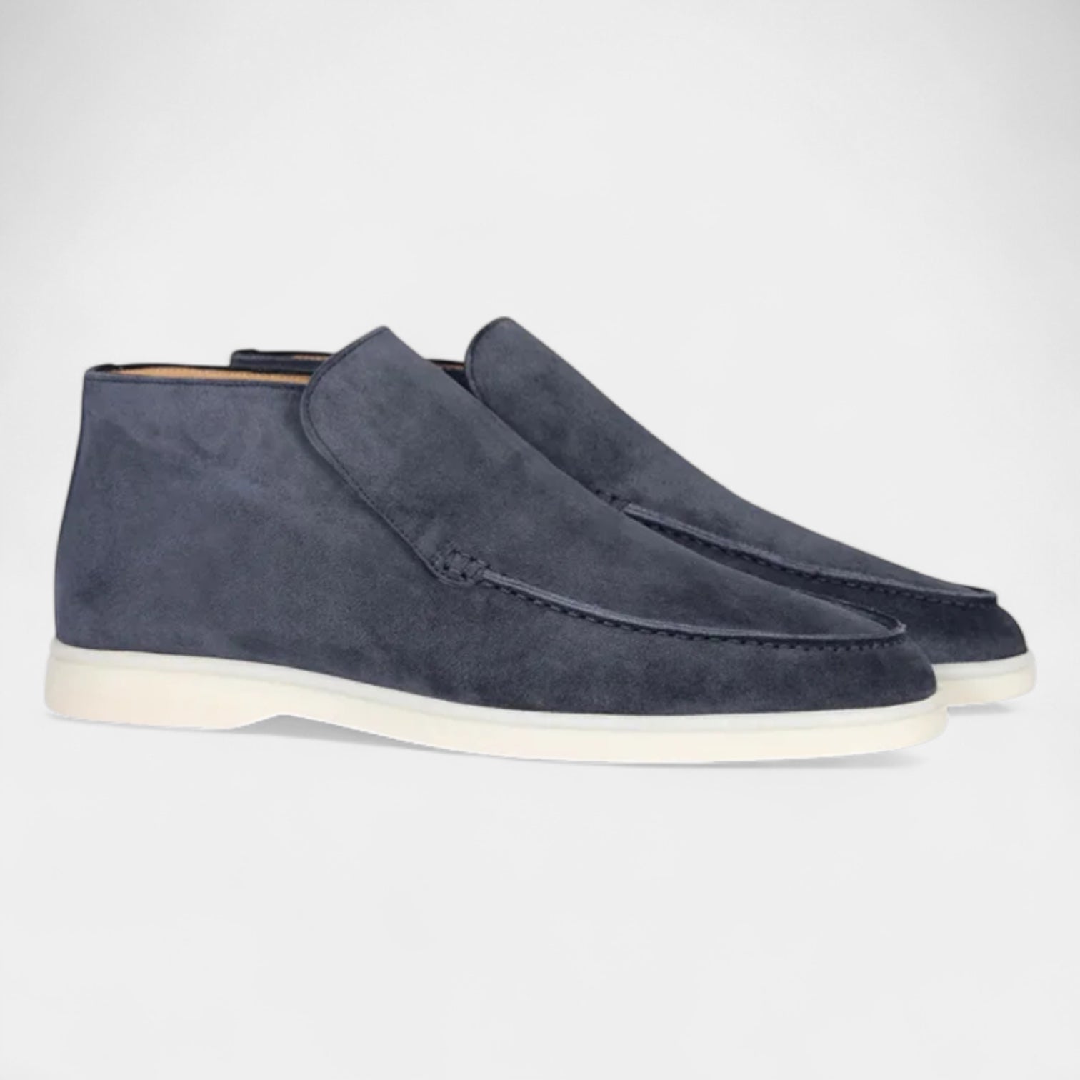 Suede High-Top Loafers Slip-On Rubber Sole for Men