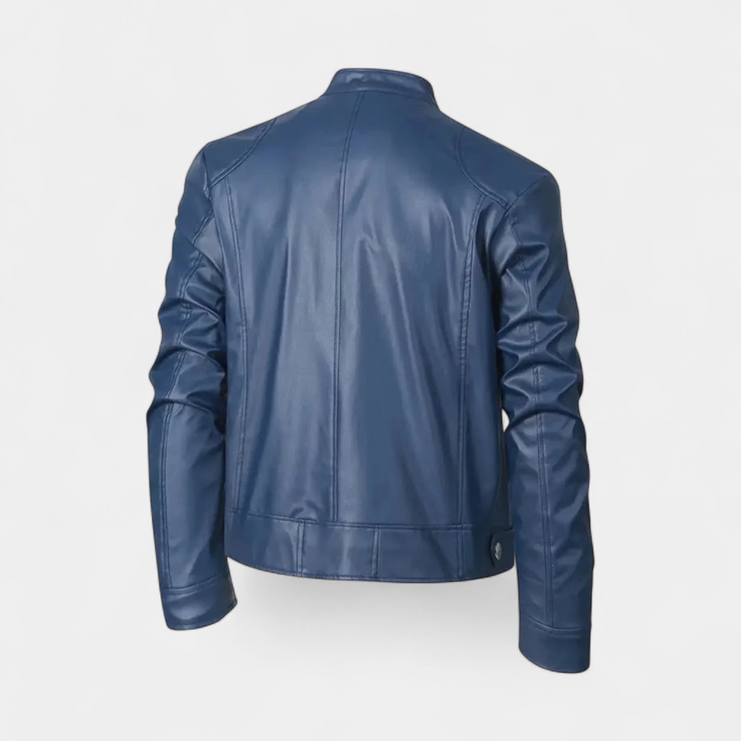 Faux Leather Biker Jacket Stand Collar Zip for Men