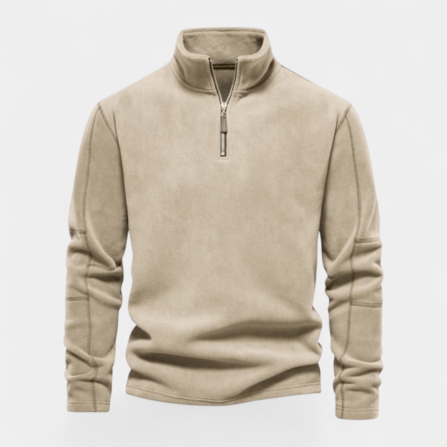 Fleece Half-Zip Sweatshirt High Collar Regular Fit for Men