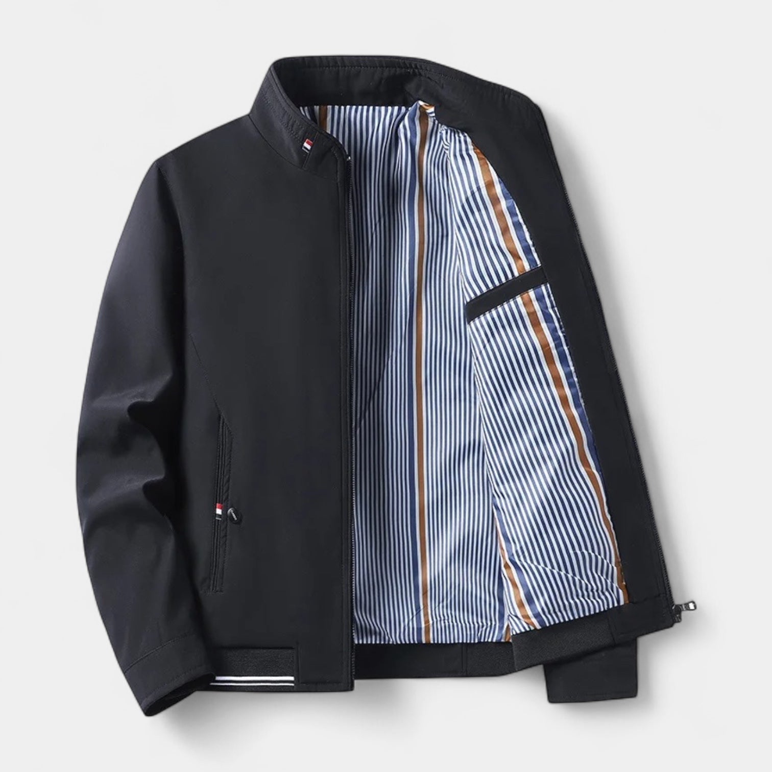 Lightweight Stand Collar Zip-Up Jacket Slim Fit for Men