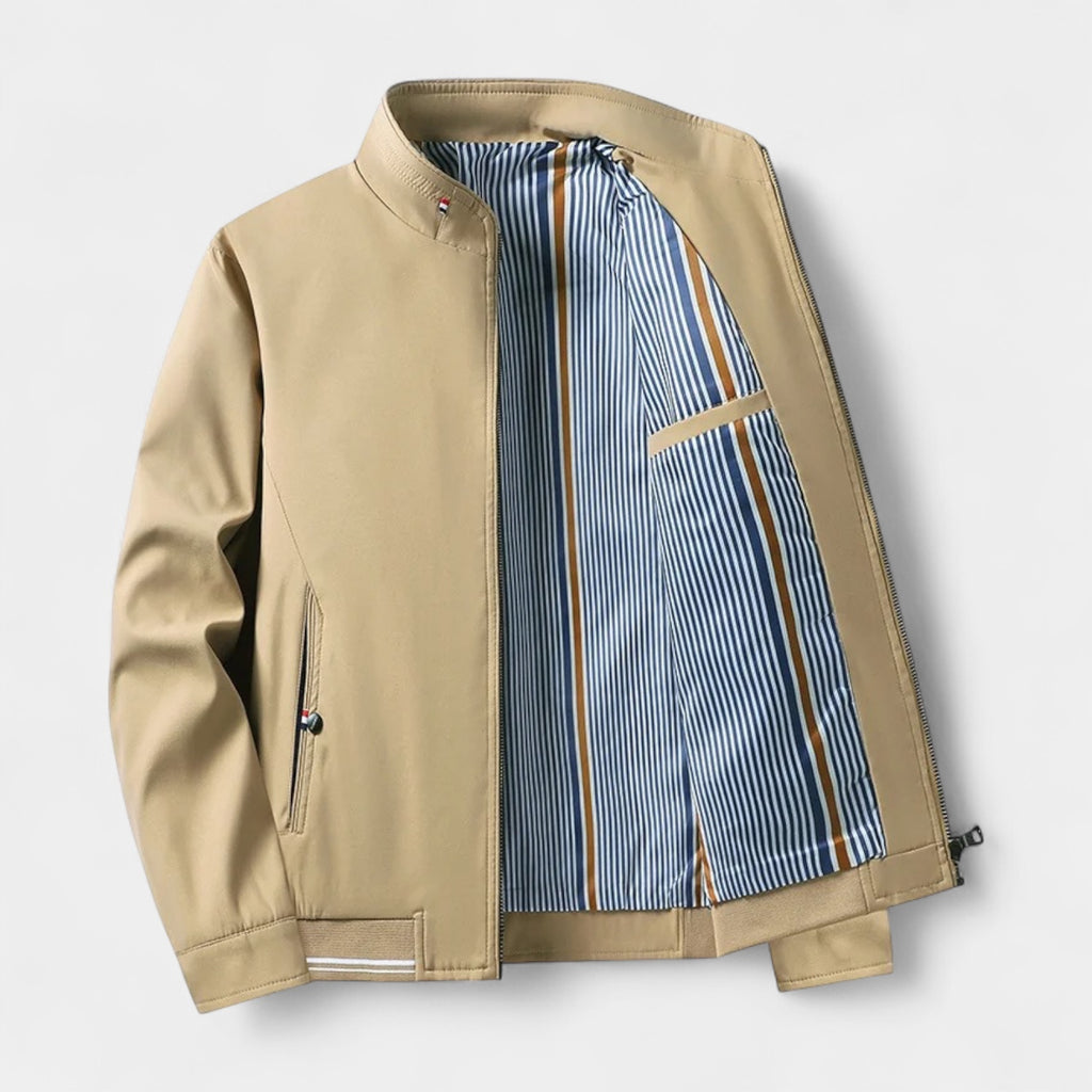Lightweight Stand Collar Zip-Up Jacket Slim Fit for Men
